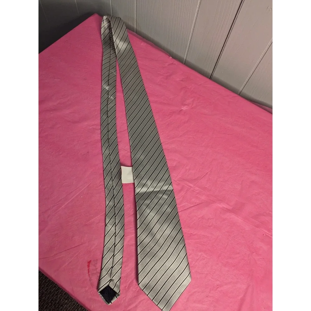 Vintage VITORELLI design Italy black grey white mens neck tie NEW‎ with tags
